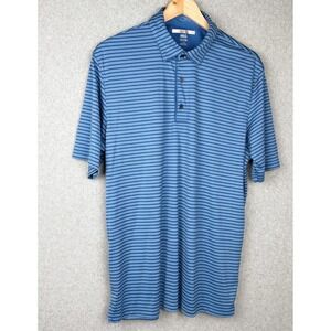 Greg Norman ML75 Play Dry Polo Shirt Blue Striped Men Large Polyester